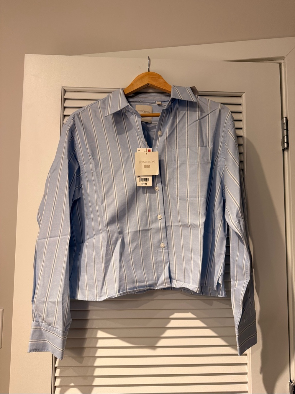 Uniqlo Light Blue Striped Button-Up Blouse